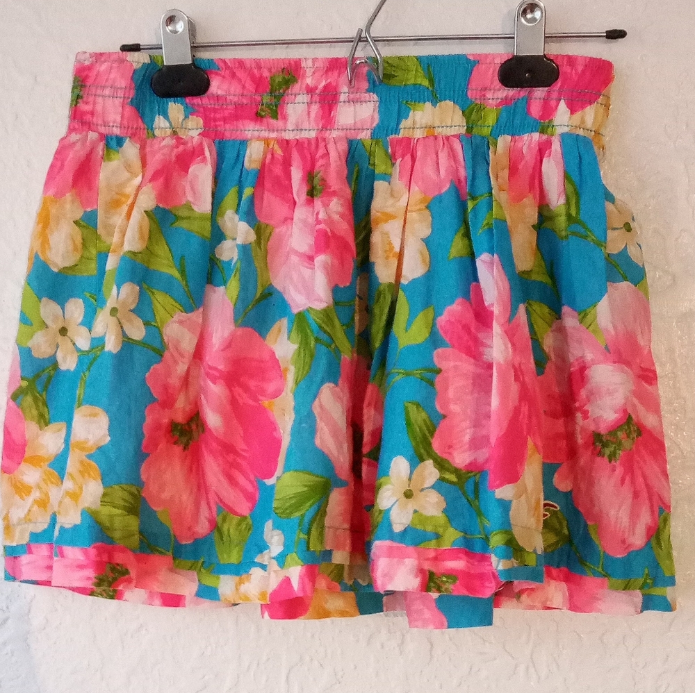 4/$25 Hollister Spring Colored Floral Mini Skirt All Cotton Small